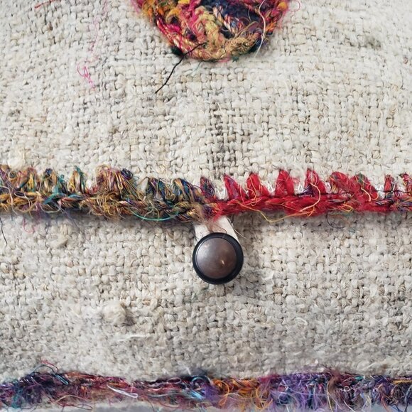 Lakhays Collection Oatmeal Fuzzy Trim 100% Hemp Messenger Crossbody Bag - Picture 7 of 15